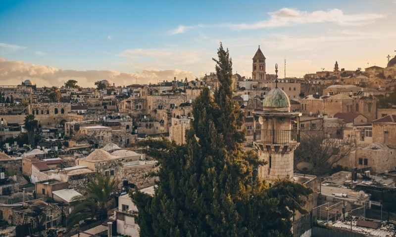 Stari grad Jerusalim na zalasku sunca